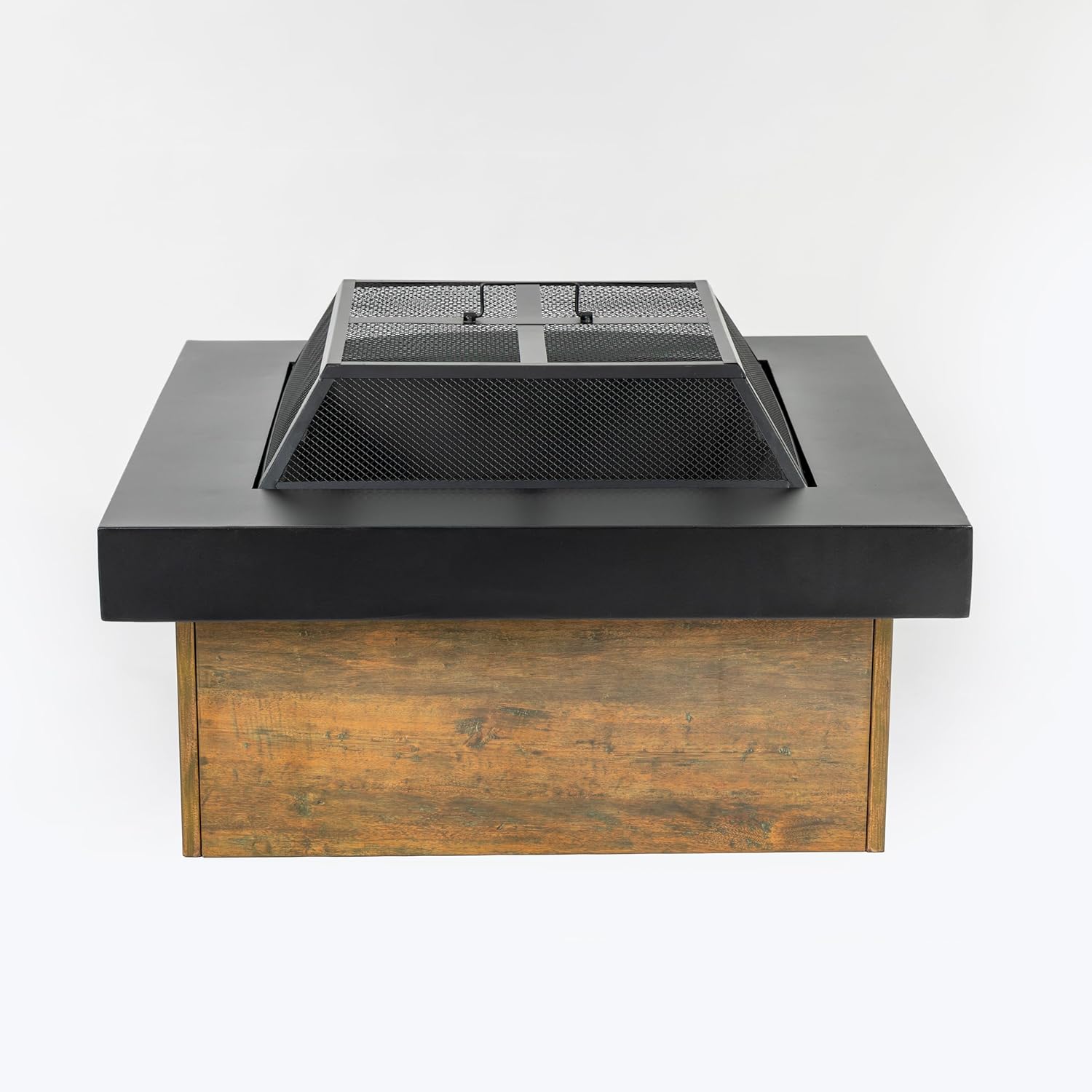 36-Inch Iron Wood Burning Fire Pit Table, Outdoor Bonfire Bowl with Cross Weave Design, Durable Steel Construction & Airflow Holes, Easy Assembly Patio Fire Pit for Backyard, Garden & Camping