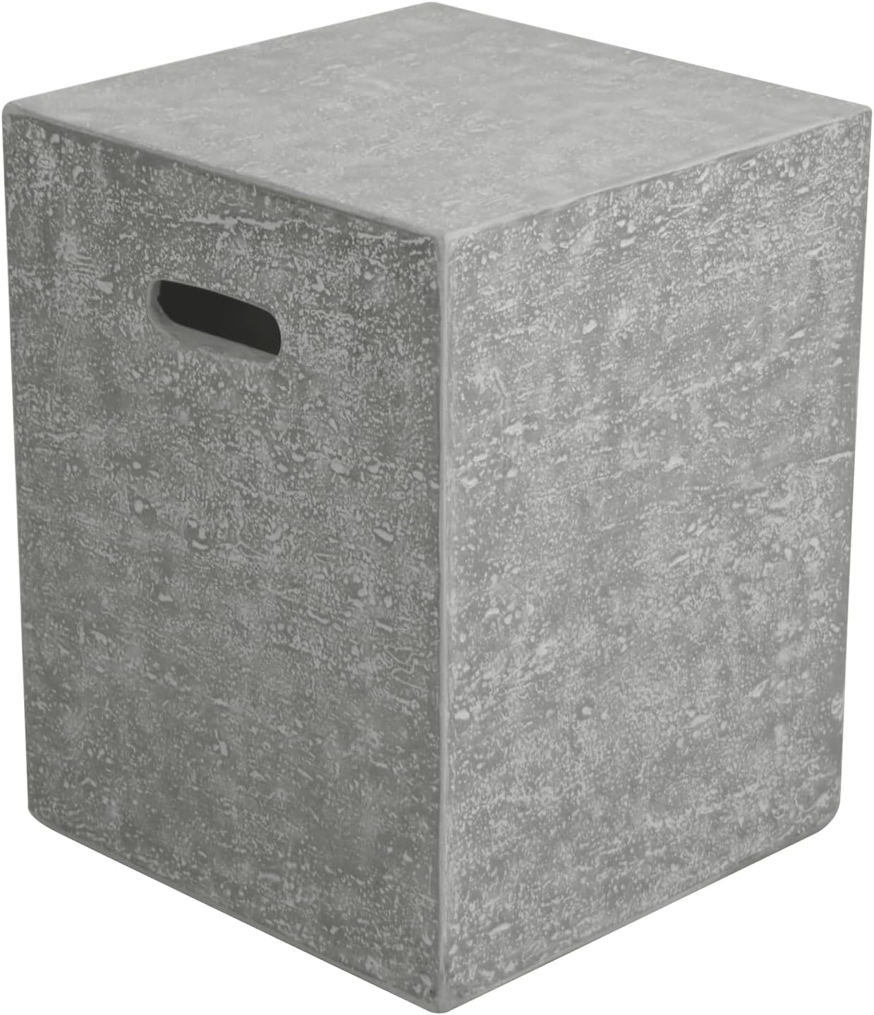Propane Tank Cover Square For Outdoor Firepit, Backyard Hideaway Side Table, Security hold 20lbs Tank Light Grey (Travertine Finish)