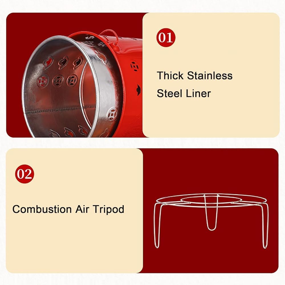 Metal Fire Pits with Lid & Fire Hooks Yard Waste Incinerator - Burn Barrel for Paper Leaf Trash Wood Backyard Bonfire, Outdoor