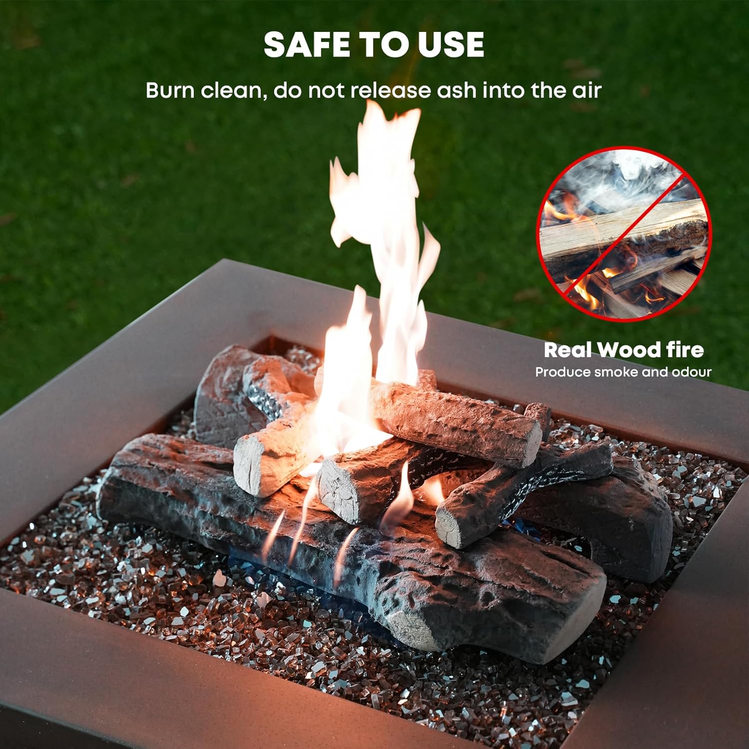 Stanbroil Extra Large Ceramic Gas Logs, 6 Piece Set of Decoration Ceramic Wood Logs for All Types of Ventless, Gel, Ethanol, Electric, Gas Inserts, Propane, Indoor or Outdoor Fireplaces & Fire Pits