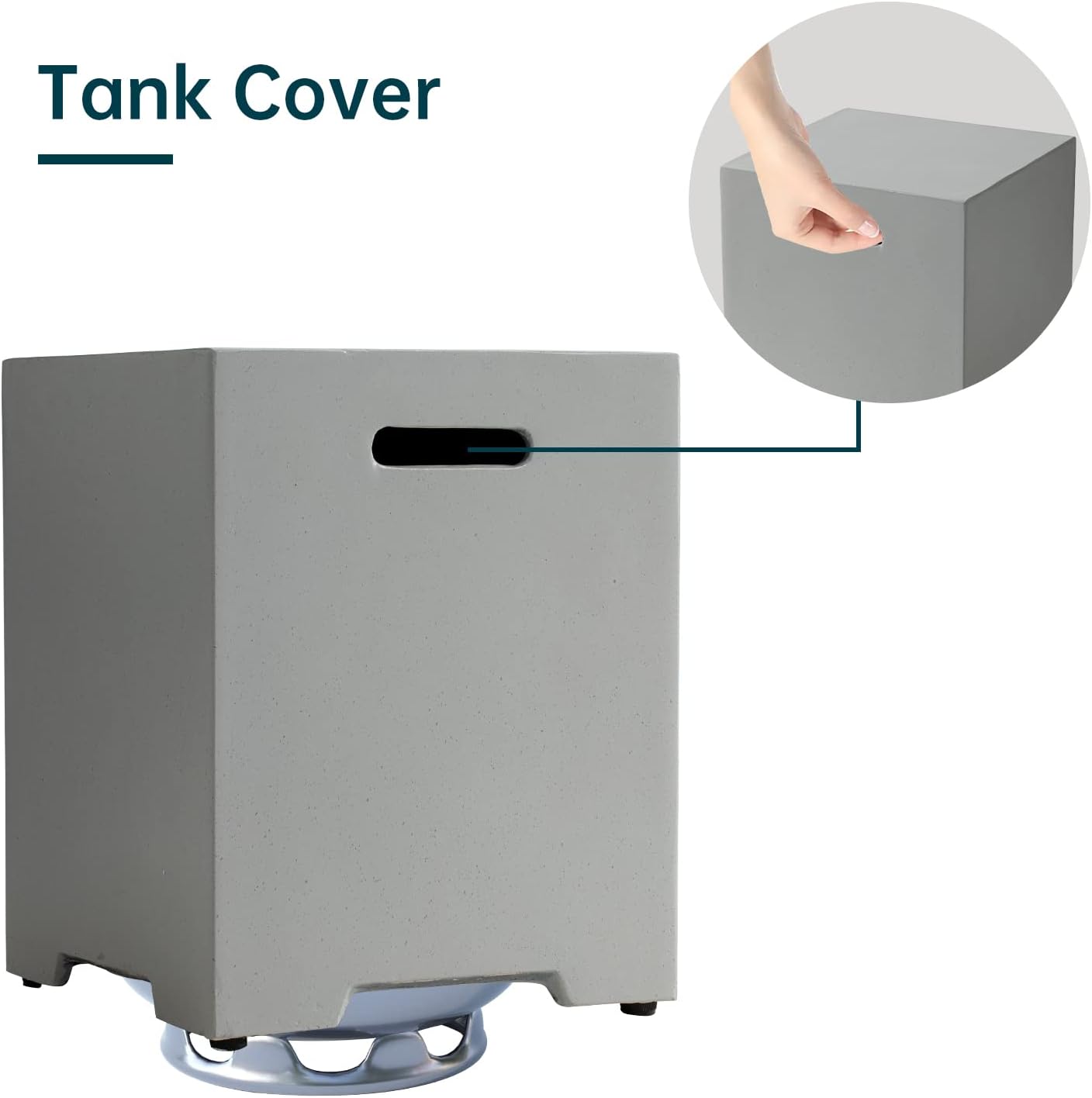 HOMPUS Outdoor Fountain Propane Fire Pit 50,000 BTU 29.3-inch Round Concrete Gas Fire Table Smokeless Firepit with Tank Cover,Wind Gurad,Glass Stone and Rain Cover for Garden,Deck,Backyard