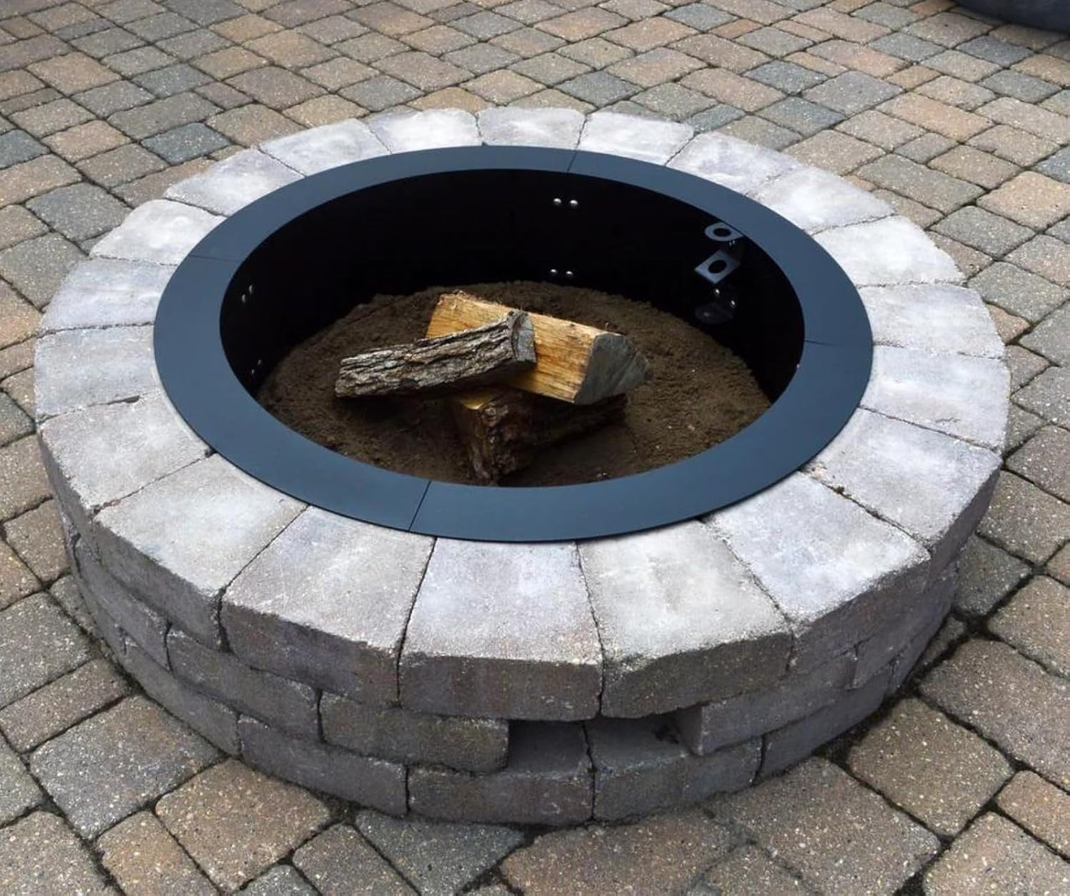 Firebuggz Heavy Duty Black Steel Fire Pit Ring Insert for Outdoors - 31” Round Insert, 38
