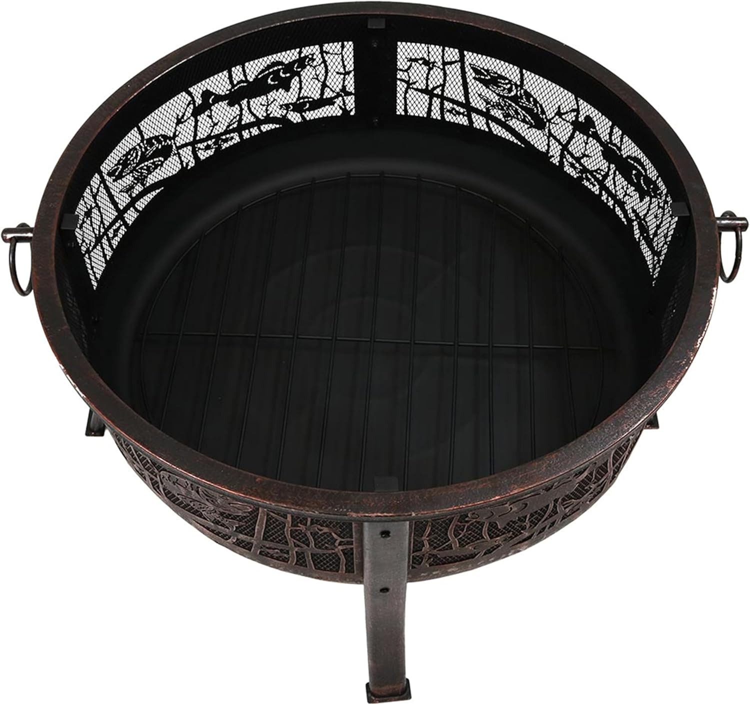 Sunnydaze 30-Inch Fire Pit with Spark Screen, Water-Resistant Cover, Metal Grate, and Fireplace Poker - Northwoods Fishing