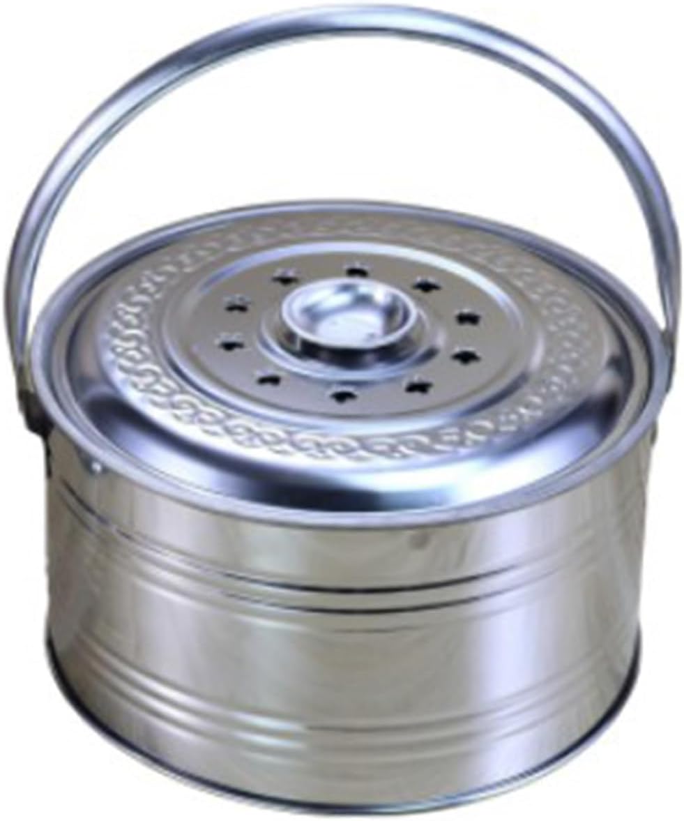 Incinerator Burn Barrel Stainless Steel Incinerator Garden Fire Pit Charcoal Burning Stove with Handle ＆ Fire Hook Barbecue Stove Burn Barrels for Burning Leaves Paper Trash.(A)