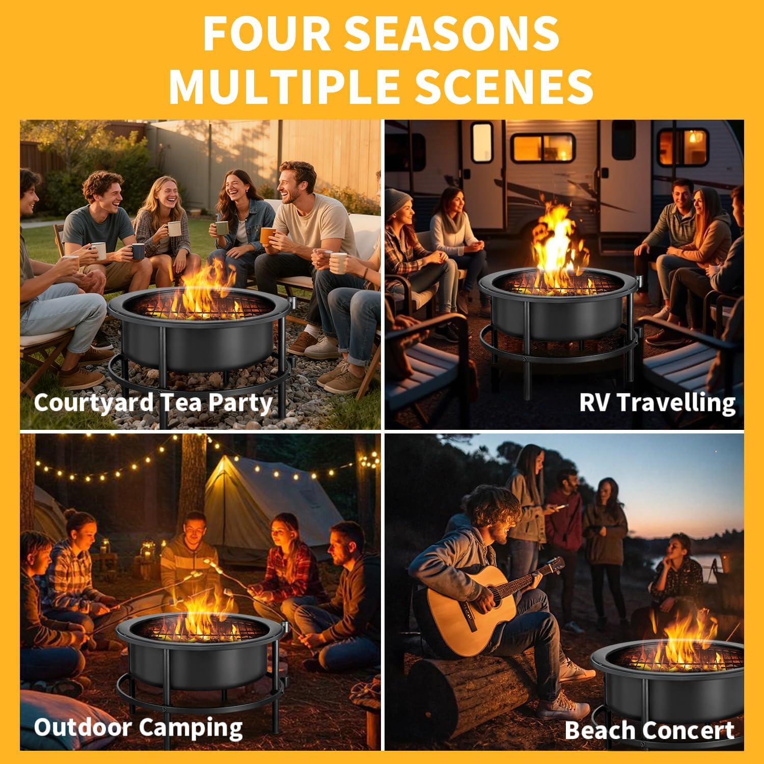 Fire Pits for Outside Wood Burning with 28