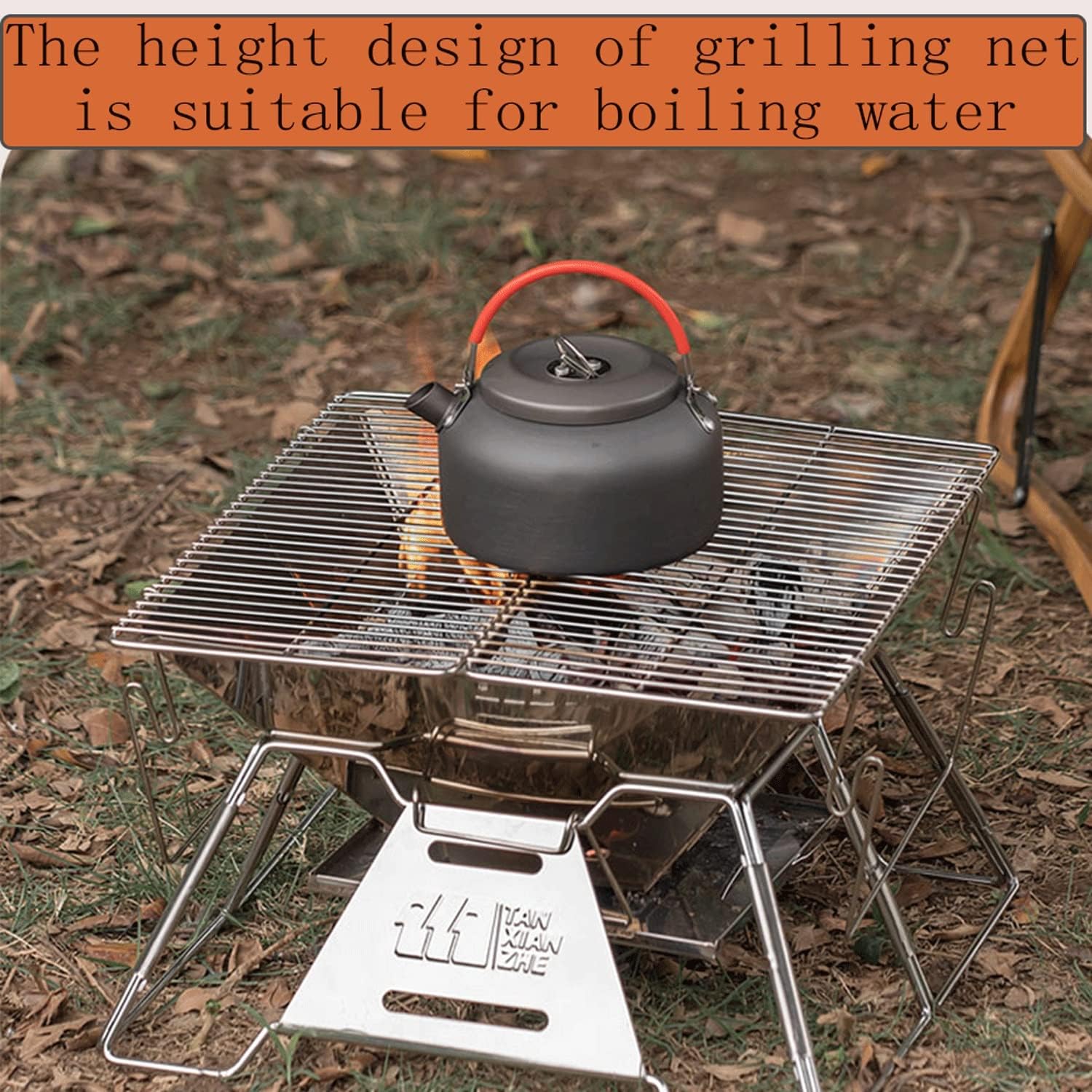 Outdoor Rectangular Fire Pit with Grill - Large Wood-Burning Patio & Backyard Fire Pit for Outside with Cooking BBQ Grill Grate, Spark Screen,firepits for Outside (Size : Large)