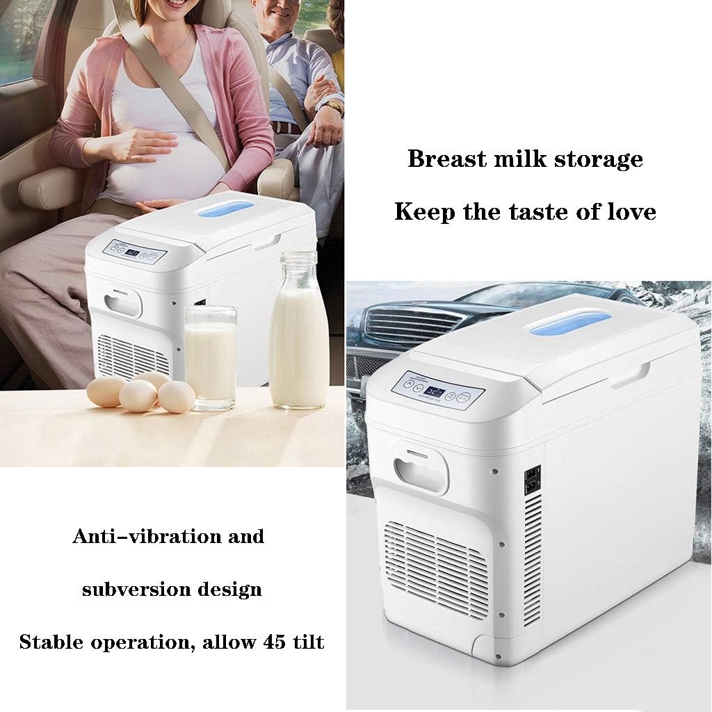 Car Freezer Compact Refrigerator,28L Large-Capacity, Silent and Small Mini Freeze, Car Fridge for Household Car Cooling and Heating, 65W 12V 24V 220V (Color : White, Size : 285140cm)