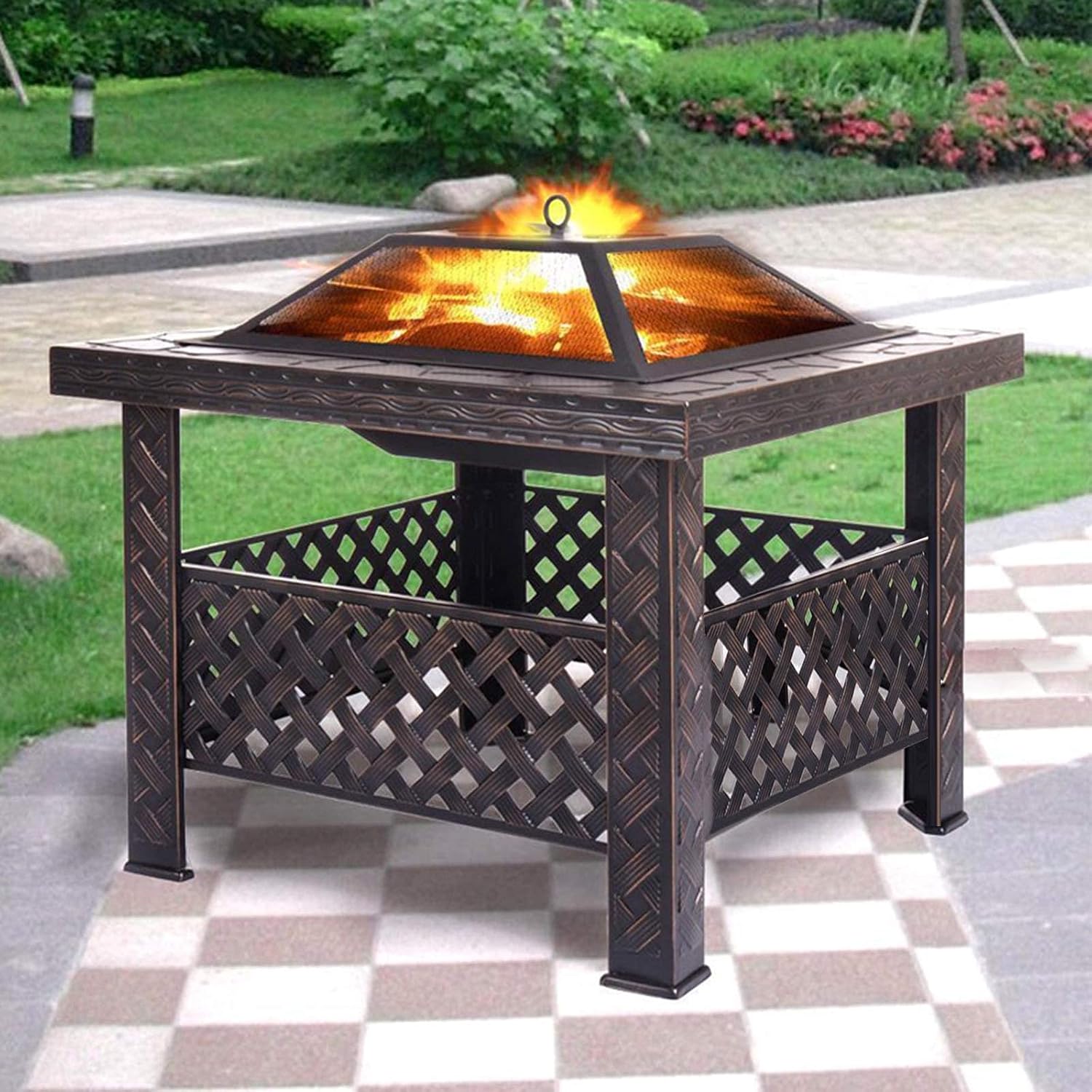 Fire Pits Outdoor Garden Burning Fire Pit Bowl Terrace Metal Barbecue Table, Patio Patio Lawn Backyard Barbecue Party Outdoor Fireplace, 66cm/26