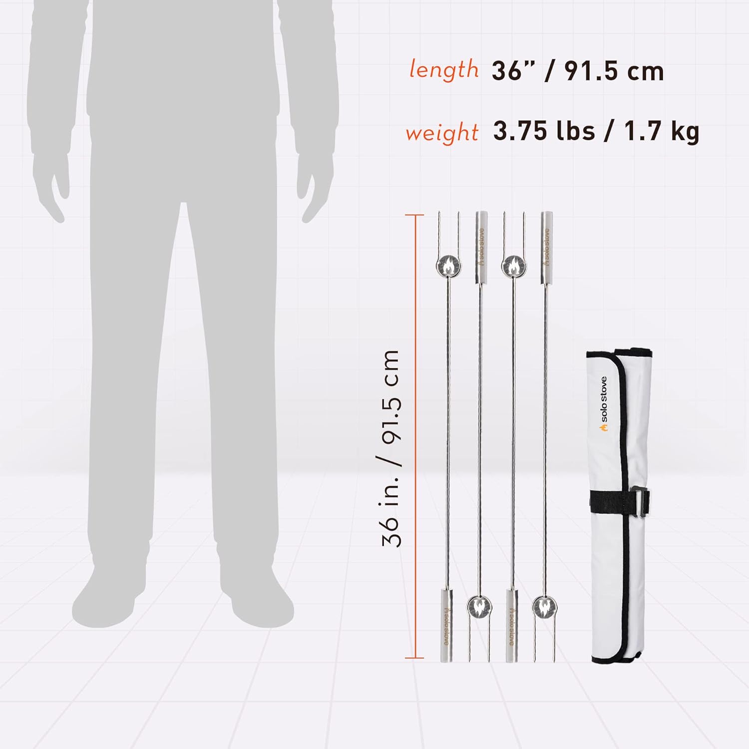 Solo Stove for Fire Pits Sticks Stainless Steel, Great for Roasting Marshmallows and Hot Dogs Marshmallow Sticks Fire Pit Accessories for Smores Maker | Set of 4 with Protective Casing