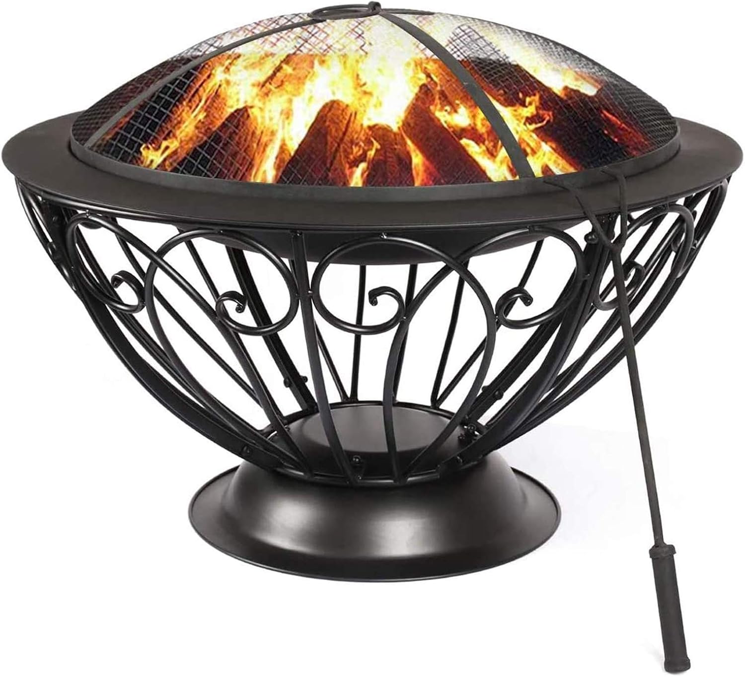 Fire Pit Portable Outdoor Fire Bowl, 20 Inch Wood Burning Fire Pits, with Spark Sn Poker Fire Pit