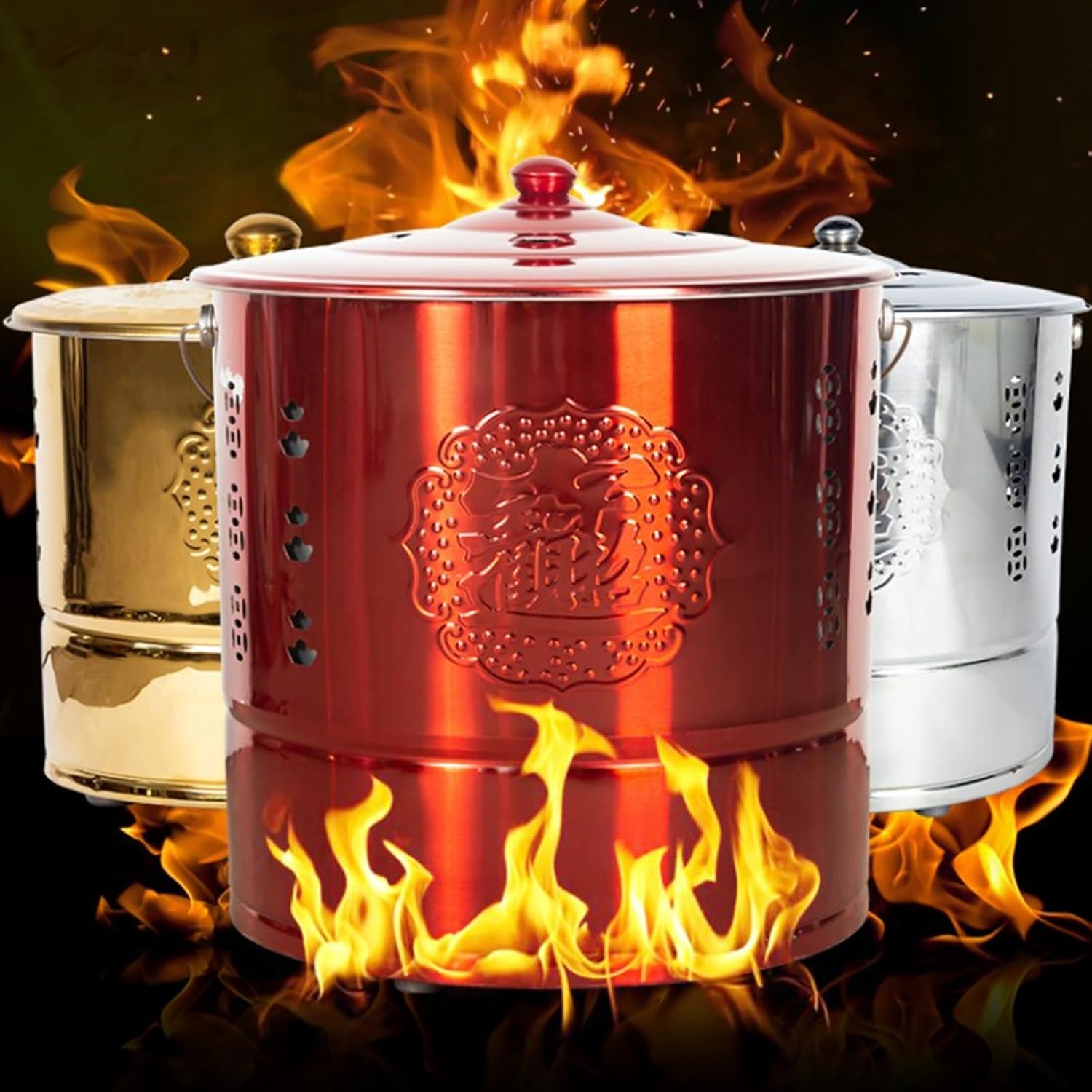 Stainless Steel Burn Barrel, Garden Incinerator, Fire Pit for Paper Leaf, Trash, Wood, Backyard Bonfire