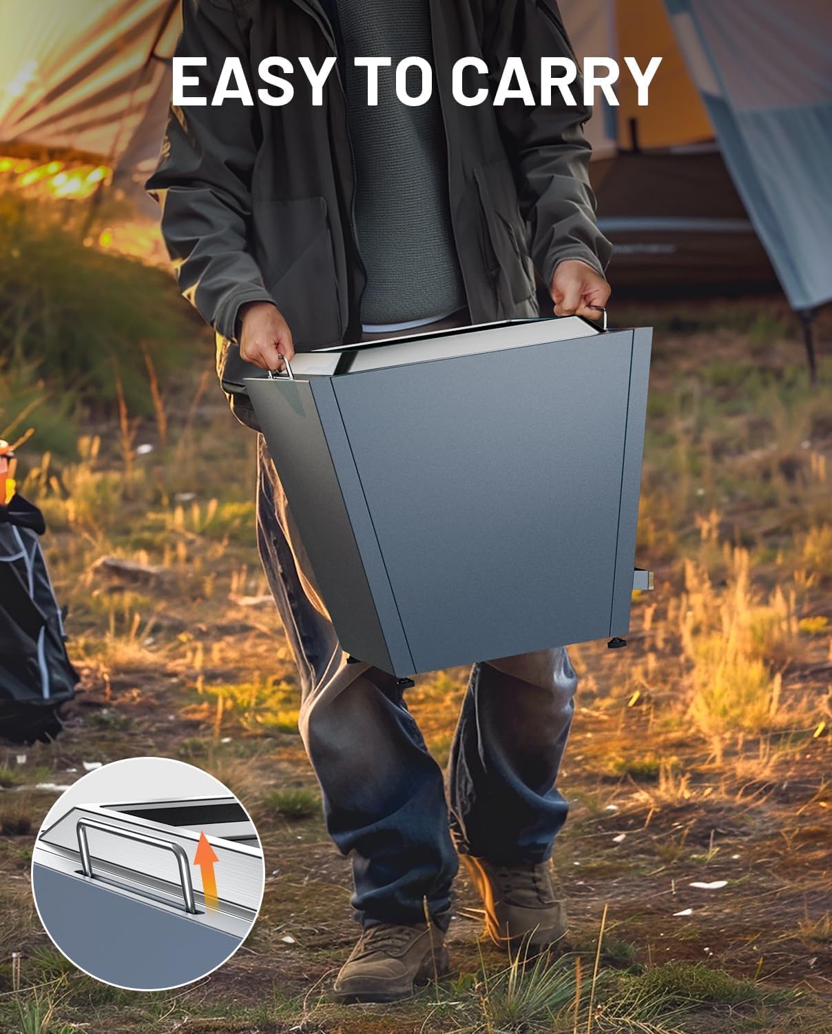 Smokeless Fire Pit, Portable Outdoor Firepits 28 inch, Carry Handle for Backyard Patio Camping Bonfire, Stainless Steel,Cyberpit One, Ideal for 4-8 People, 32.19 lbs, Blue