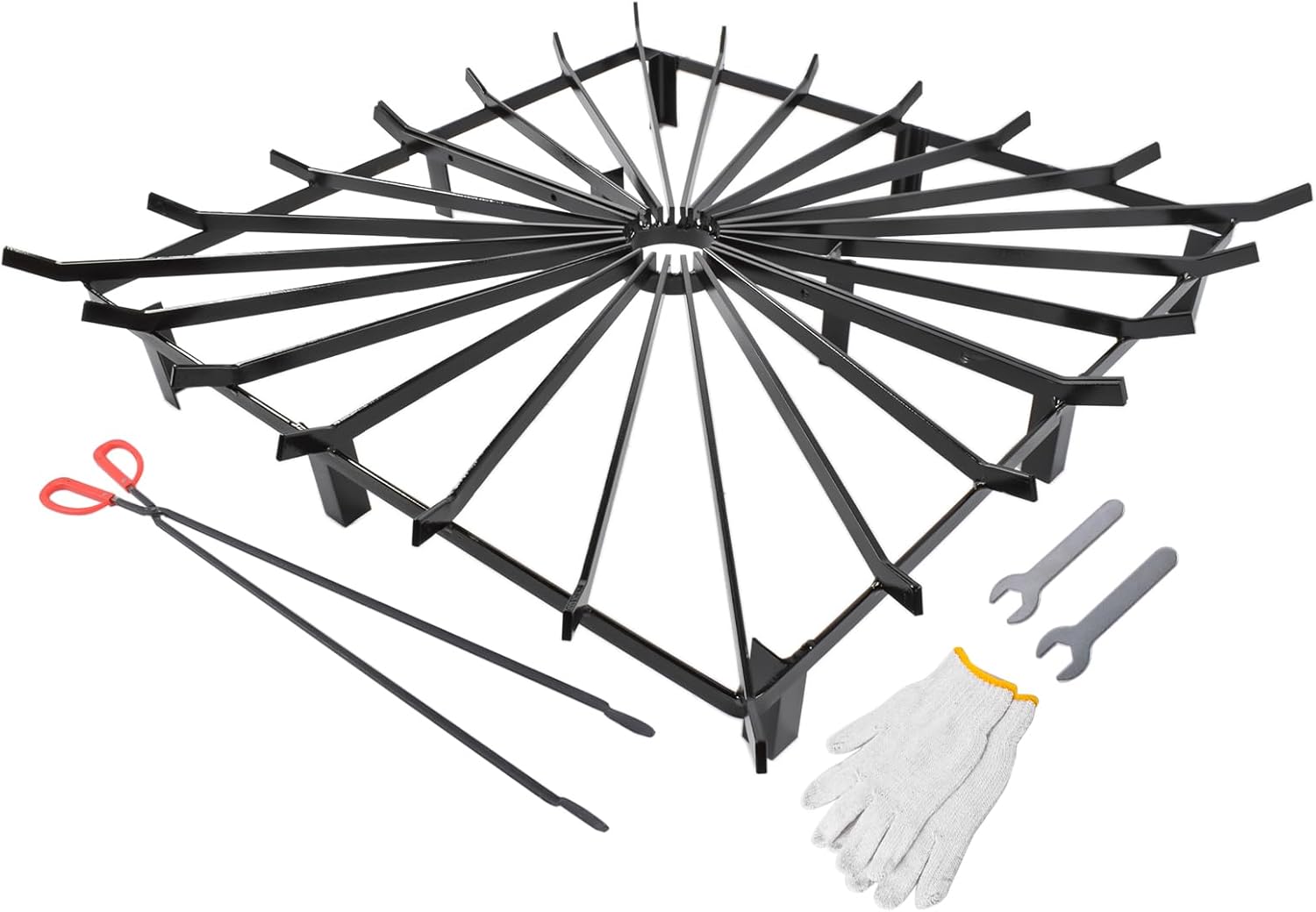 Square Wheel Fire Pit Grate – Heavy-Duty Steel, Universal Fit, Efficient Burn, Reduced Smoke, Log Stability (Black, 36