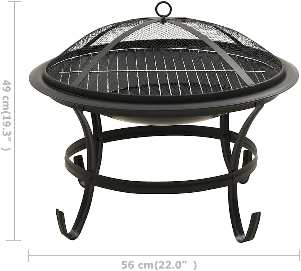 2-in-1 Fire Pit and BBQ with Poker Portable Steel Fire Pit with Cooking Grid for Outdoor Heating and Barbecue 22
