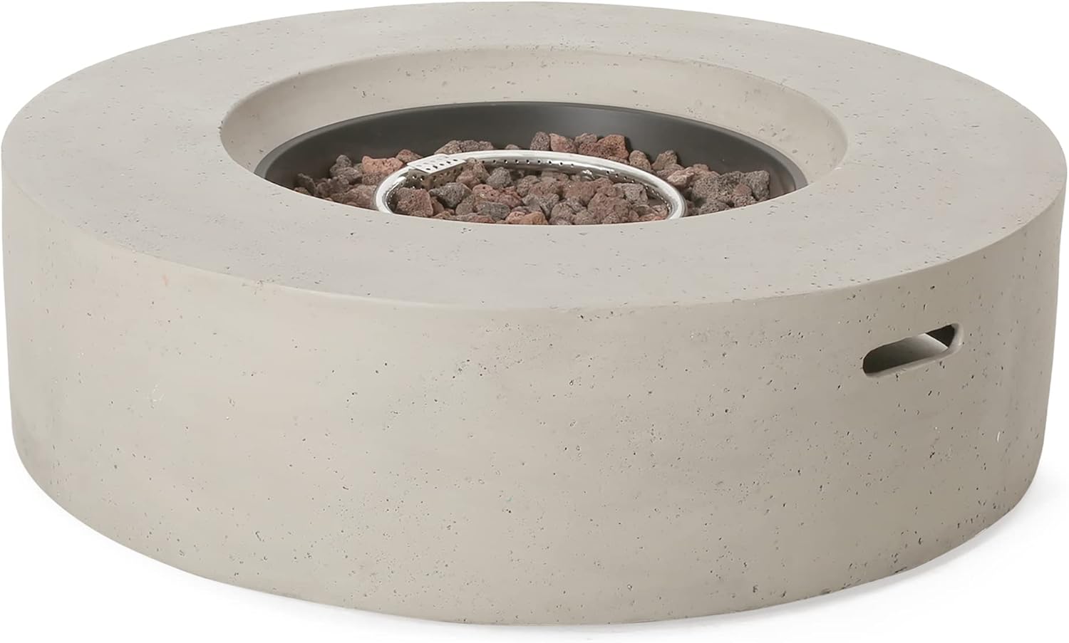 Outdoor 50,000 BTU Round Concrete Propane Fire Pit, Light Grey (Tank Cover not Included)