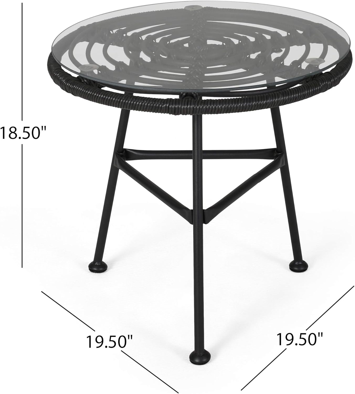 Great Deal Furniture GDFStudio Outdoor Faux Wicker 2 Seater Chat Set with Tempered Glass Table, Gray and Dark Gray