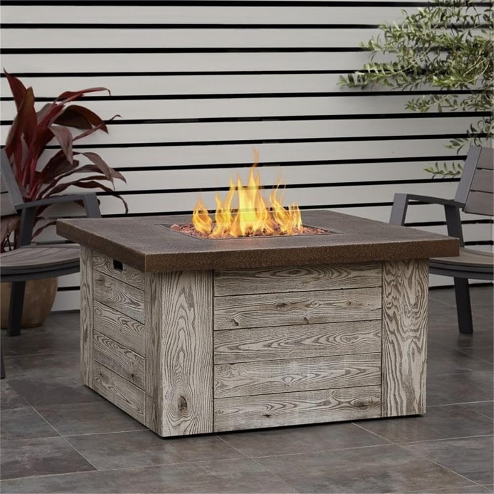 Contemporary Propane Fire Pit in Weathered Gray