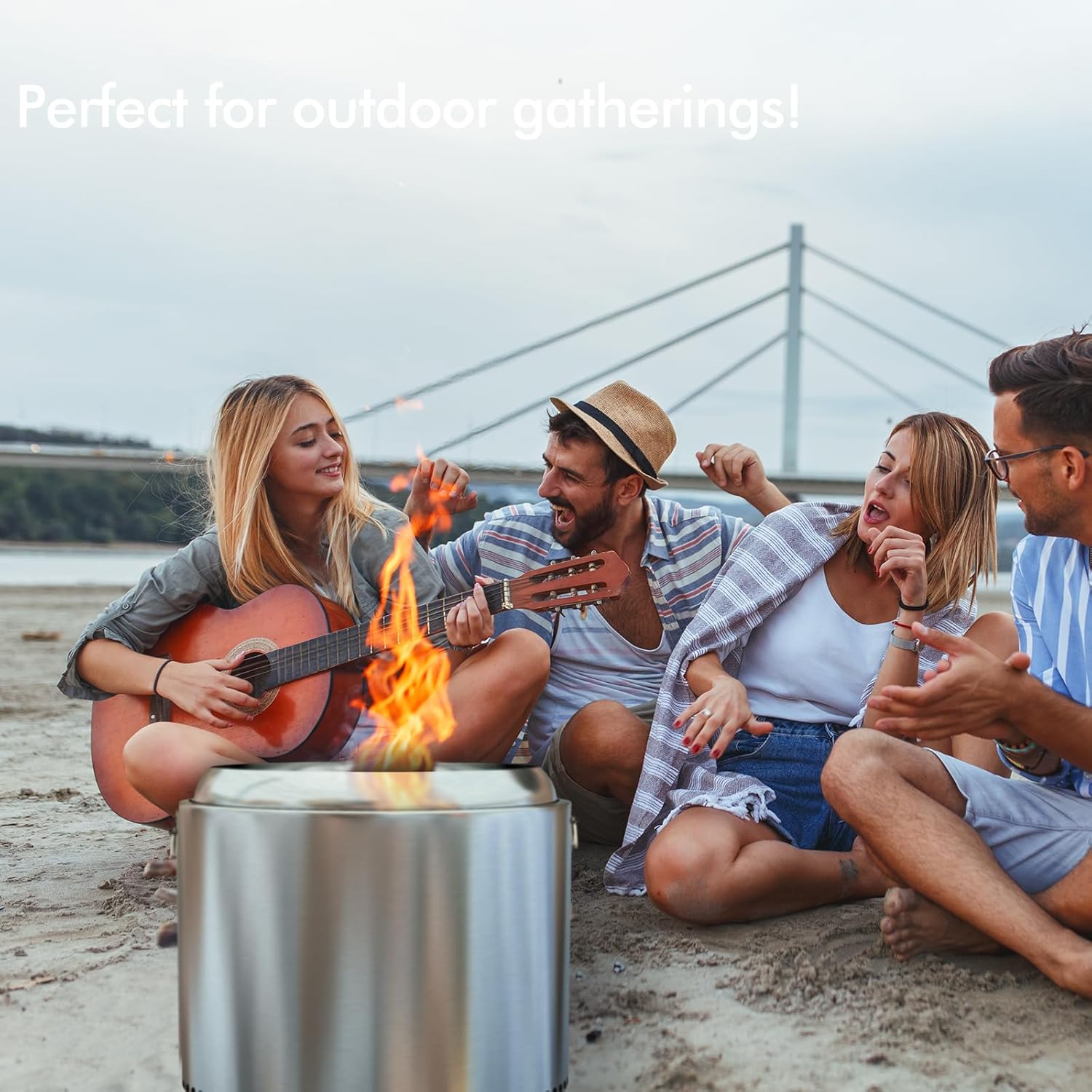 Smokeless Fire Pits for Outside, 27 Inch Smokeless Fire Pit, Stainless Steel Outdoor Firepit with Removable Stand and Ash Pan, Wood Burning for Outdoor Camping Backyard Bonfire Picnic Cooking