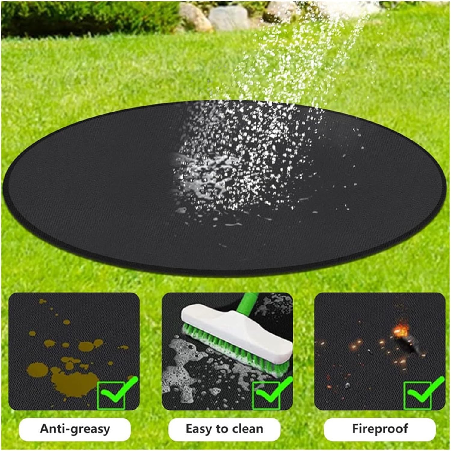 24 Inch Fire Pit Mat – Heat Resistant Deck Protector for Grill, Bonfire, Chiminea – Outdoor Patio or Lawn Saver from Burns or Fire Damage