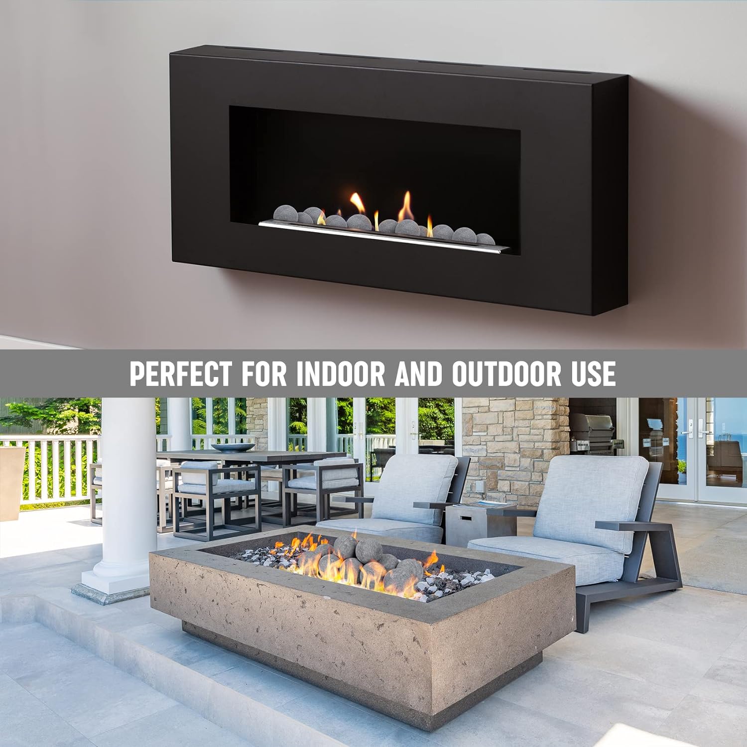 Stanbroil Ceramic Balls - 5” Round Fire Stones for Fire Pit Fire Bowl and Fireplace - Set of 6, Gray