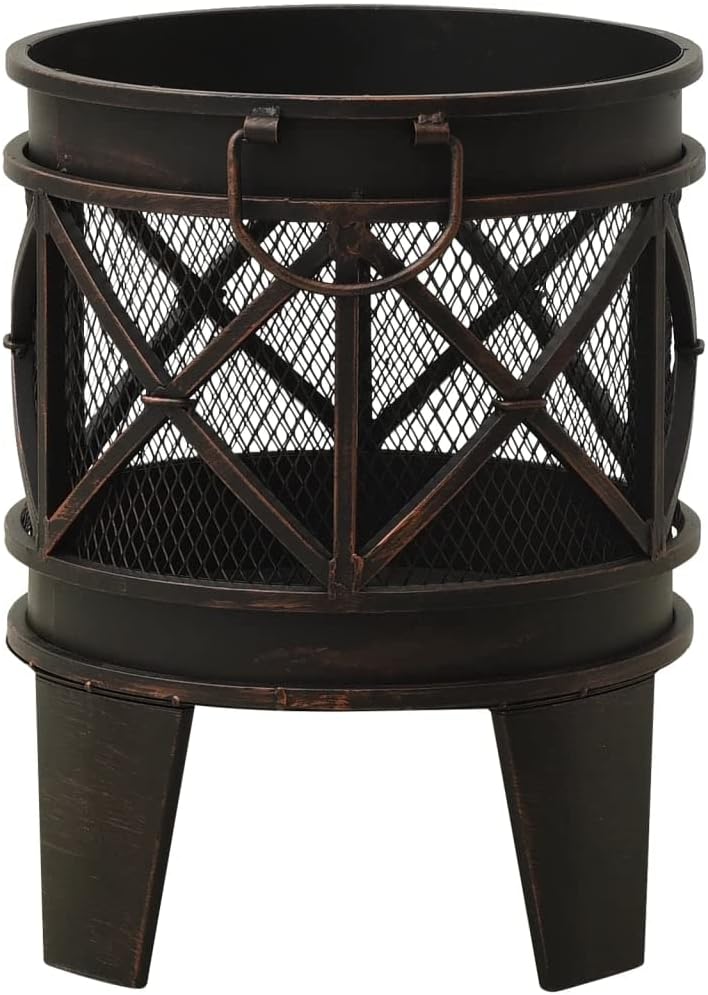 Multifunctional Fire Pit TableSquare Metal Firepit Stove Backyard Patio Garden Fireplace for Camping, Outdoor Heating, Bonfire and PicnicRustic Fire Pit with Poker ??16.5