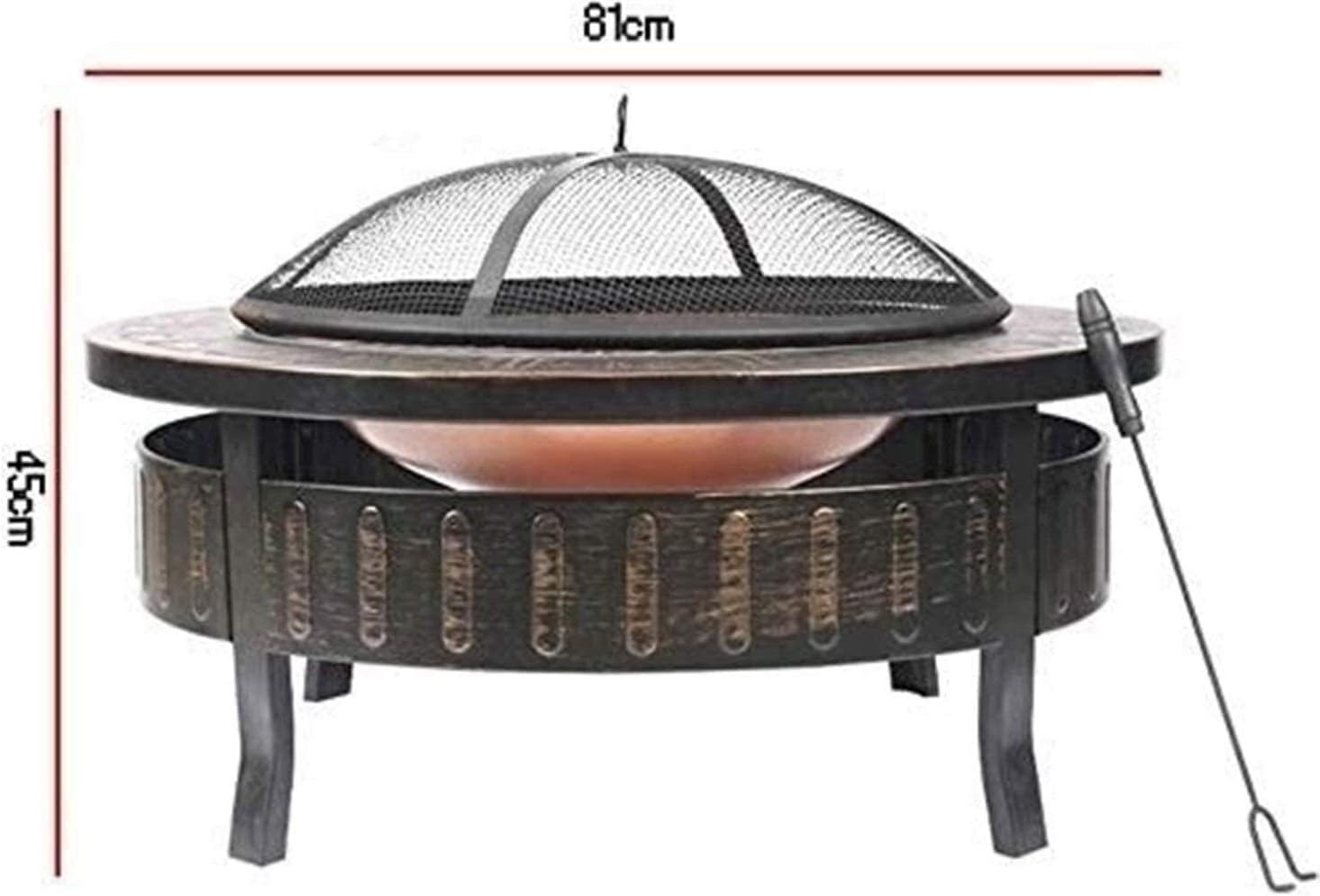 Outdoor Fire Pits Outdoor Wood Burning Fire Pits Outdoor Metal Firepit Round Table Backyard Patio Garden Stove Wood Burning Fire Pit with Spark Screen with Cover BBQ Cooking for Outside Camp