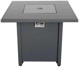 25'' H x 30'' W Steel Outdoor Fire Pit Table with Lid – 40,000 BTU, Push-Button Ignition, Propane & Natural Gas Compatible