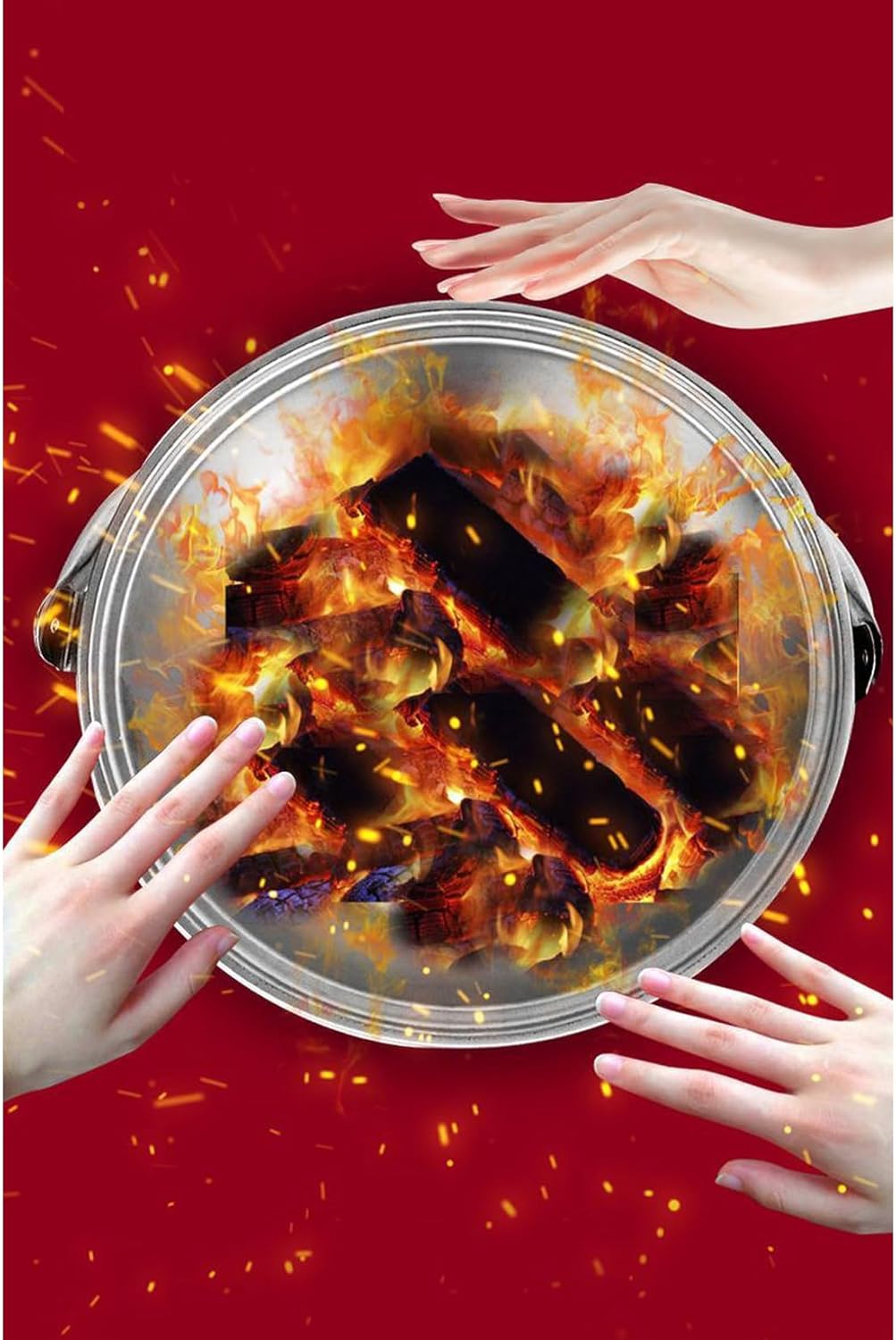 Portable Fire Pit for Patio,Bonfire and Camping - Patio Heater-Stainless Steel - 31 x 18cm