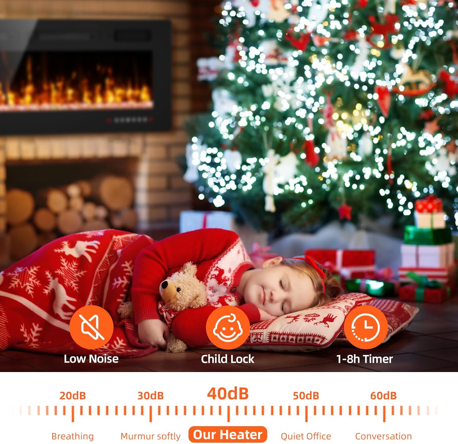 72” Electric Fireplace Recessed and Wall Mounted Fire Places with Remote Control, Touch Screen