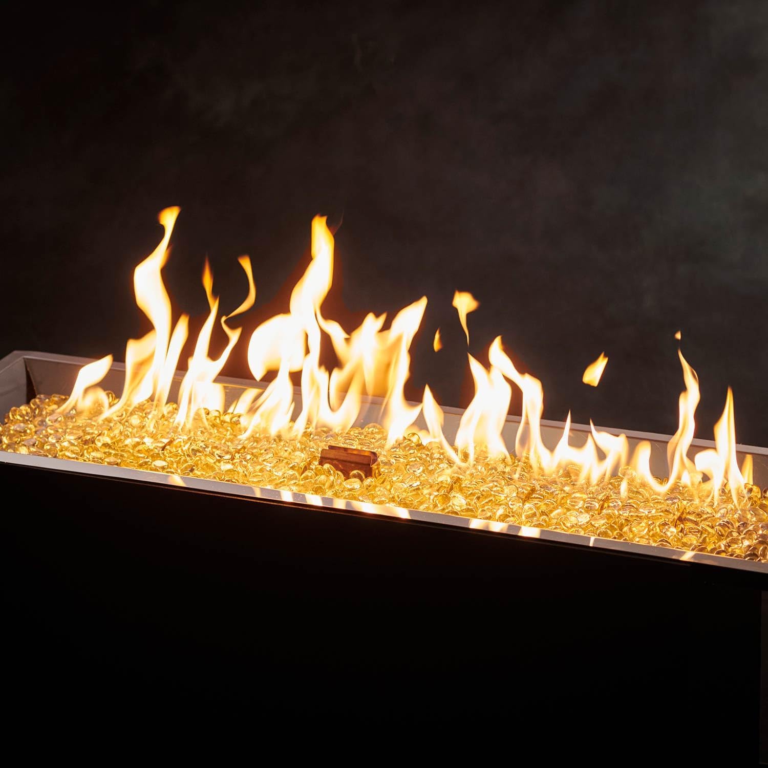 The Outdoor GreatRoom Company Linear Crystal Fire Plus Electronic Ignition Fire Pit Burner Kit (CFP1242DSILP), 12x42-Inches, Propane