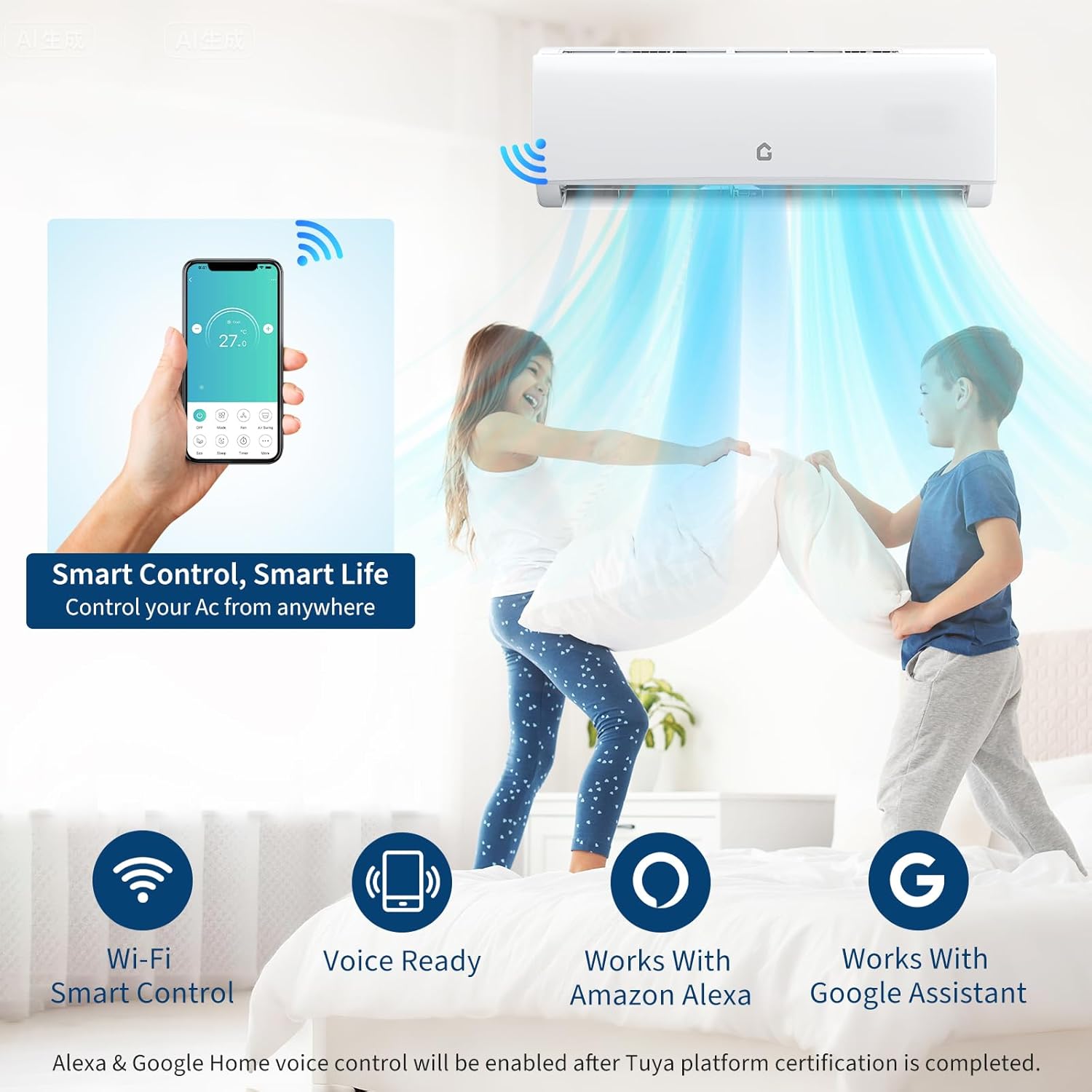 Garvee 28K BTU 3 Zone Mini Split AC/Heating System, 20 SEER2 Ductless Wall Mounted Mini Split Air Conditioner, 9000 + 12000 +12000BTU with Wifi, No Copper Tube Line Set Included-208-230V