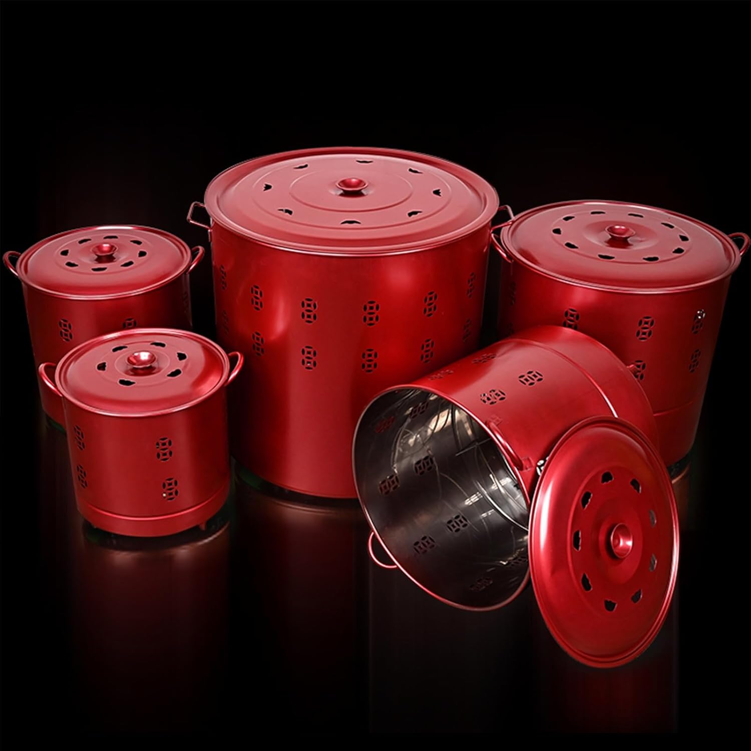 Burn Barrel Stainless Steel Fire Pit Paper Burner Yard Waste Incinerator Burn Barrels for Outside for Burning Trash Burn Cage for Garden Paper Leaf Trash Wood Backyard Bonfire.(Red-Medium-40x40CM/15.7