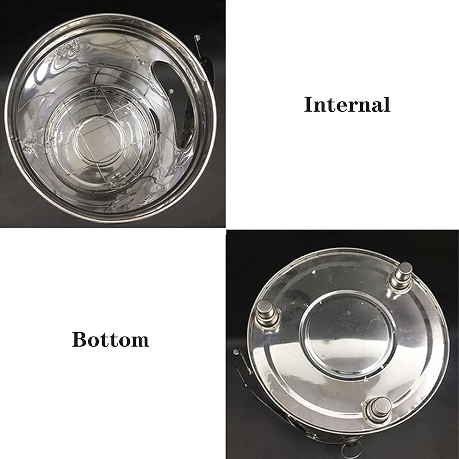 Smokeless Firepit with 3 Universal Wheel, Stainless Steel burn barrel, for Combustion Garbage, Waste Paper, Leaves, bon fire Garden Incinerator Outdoor Bin- Silver,80*57.5*65cm/31.5*22.6*25.6i