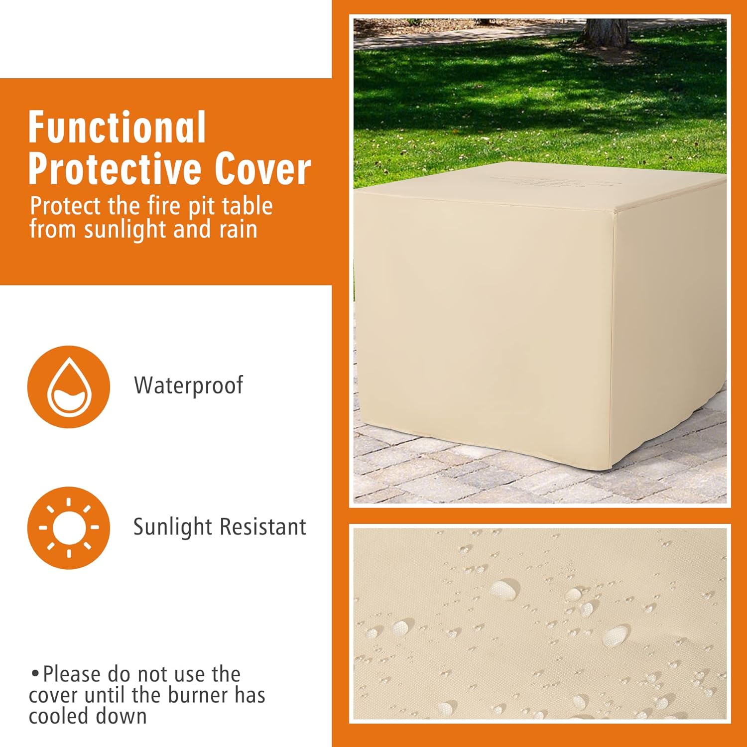 Tangkula 30 Inch Propane Gas Fire Table, Patiojoy 50,000 BTU Outdoor Square Fire Pit Table with Stainless Steel Burner, Solid Steel Frame, PVC Cover & Lava Rocks Included (Black)