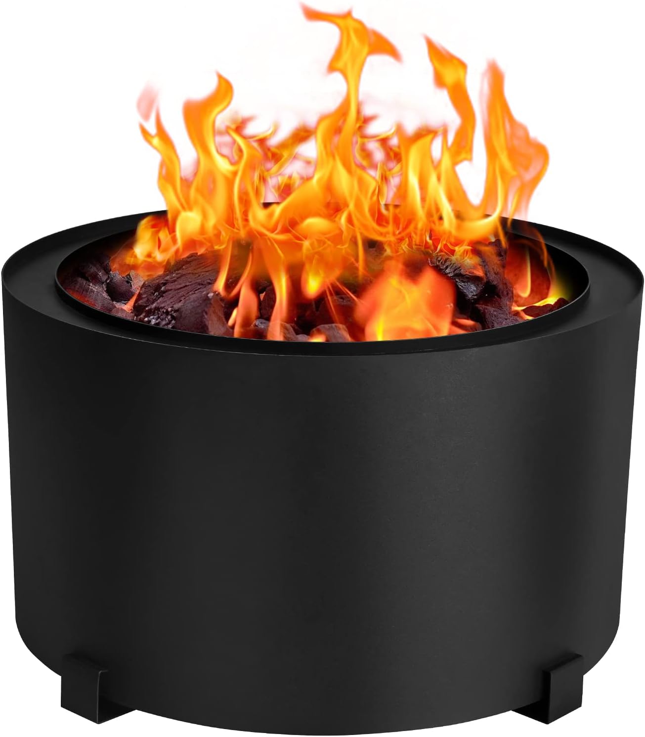 Smokeless Fire Pits Large 23.6 Inch Wood Burning Fire Pit Carbon Steel Stove Bonfire Fire Pit Portable Outdoor Fire Bowl for Picnic Camping Backyard Black