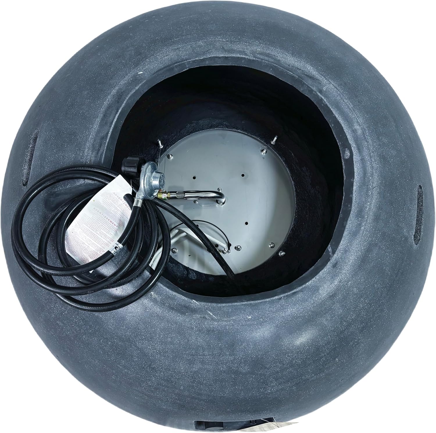 42 Inch Outdoor Propane Fire Pit Table, Concrete Gas Fire Pit Bowl in Ash Black, Portable Round Firepit for Patio, Garden, Backyard, High Efficiency Heating