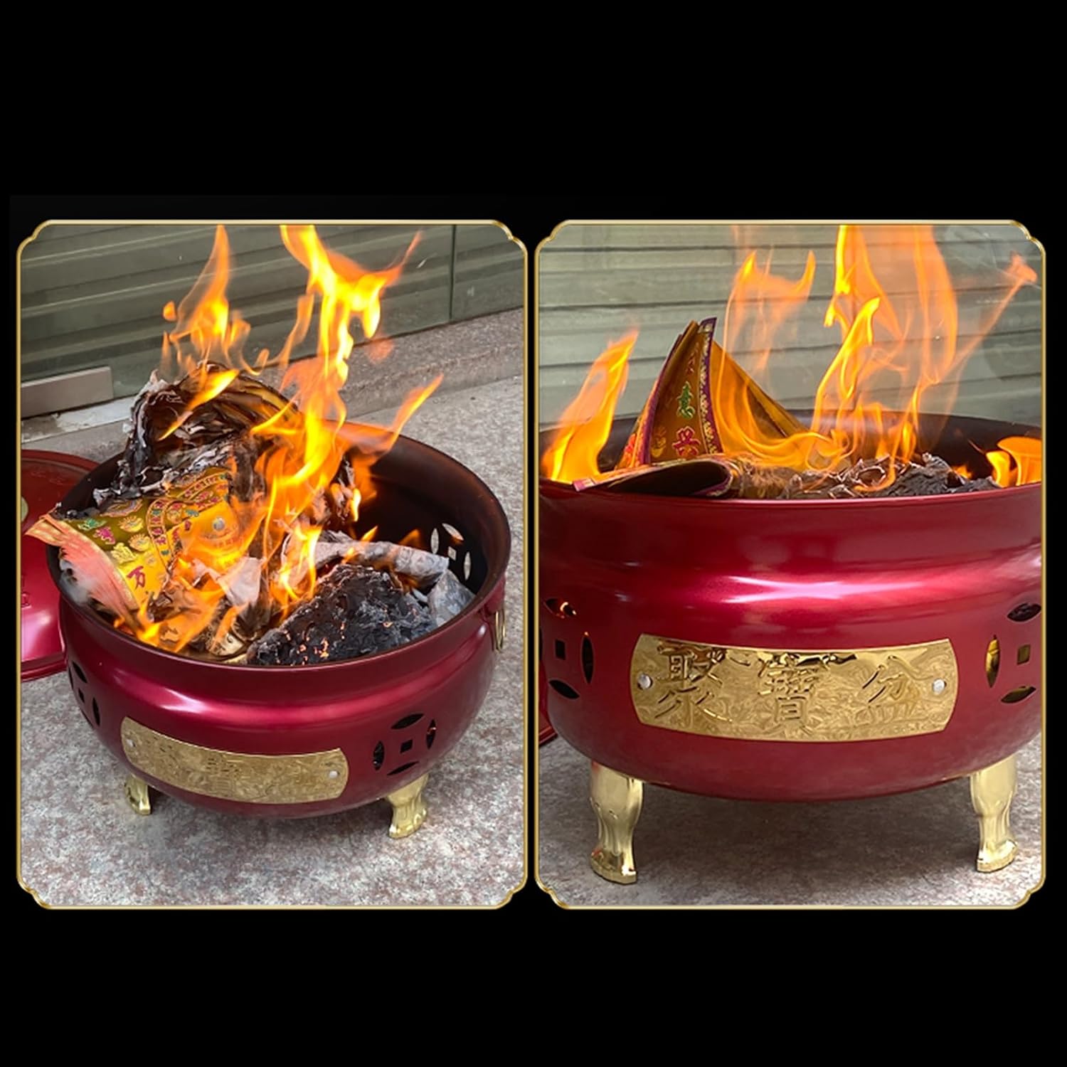 Burn Barrels for Outside for Burning Trash, Metal Barrel with Grid Bracket, Fire Pit for Paper Leaf Courtyard(Gold,Small)