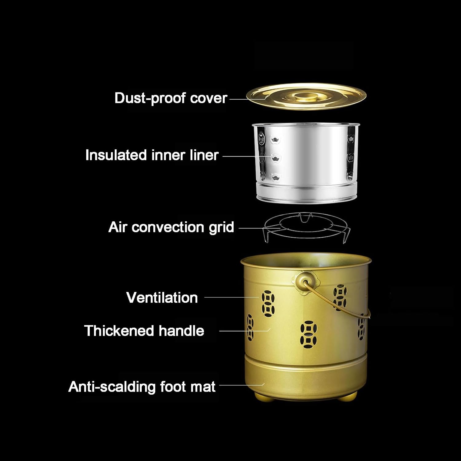 Burn Barrels for Outside, Fire Barrel, Incinerator, Portable Fire Pit, Burn Can for Paper, Burner Bucket for Burning Paper Leaves Trash Wood Burner(Gold,35cm/13in)