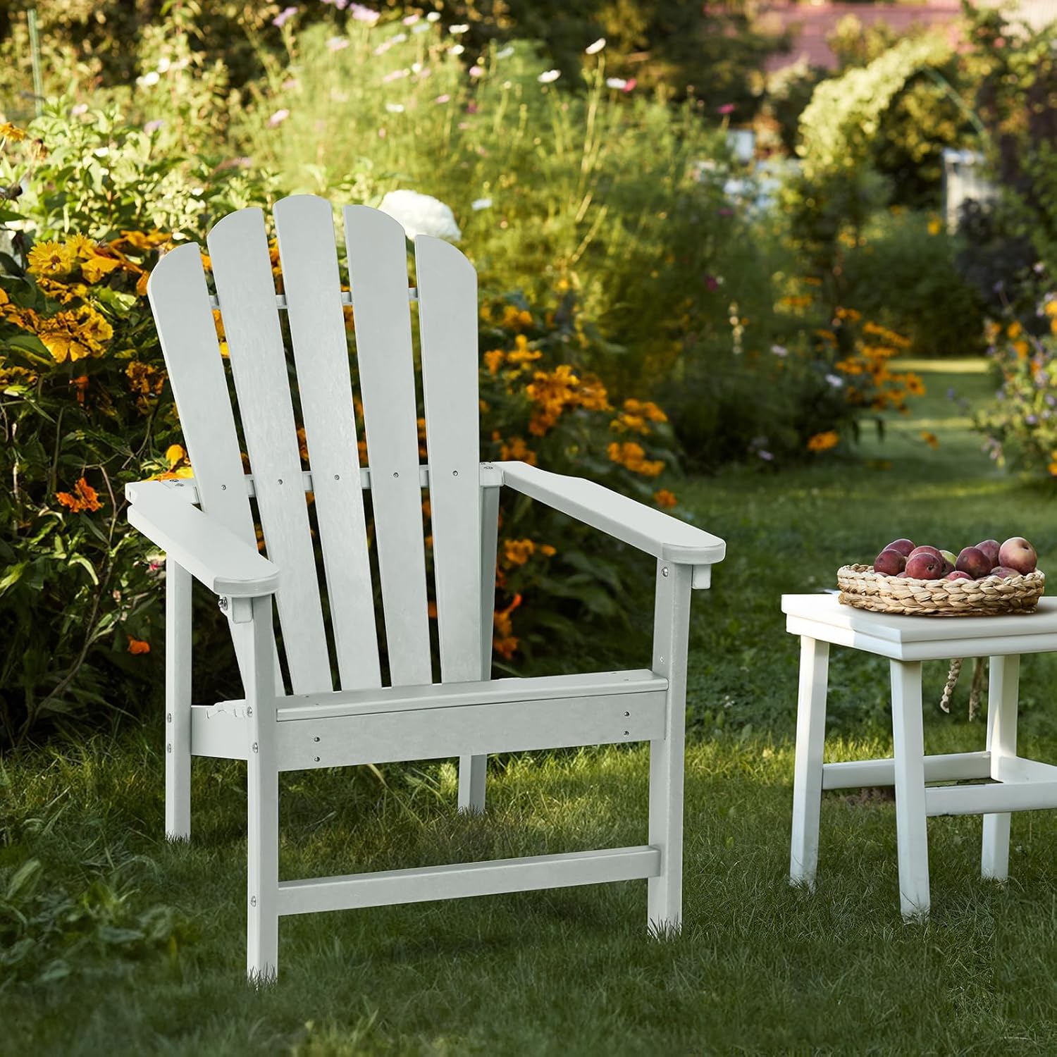 Stackable Adirondack Chair, Space Saving HDPE All-Weather Fire Pit Chairs for Outdoor Lawn Porch Deck