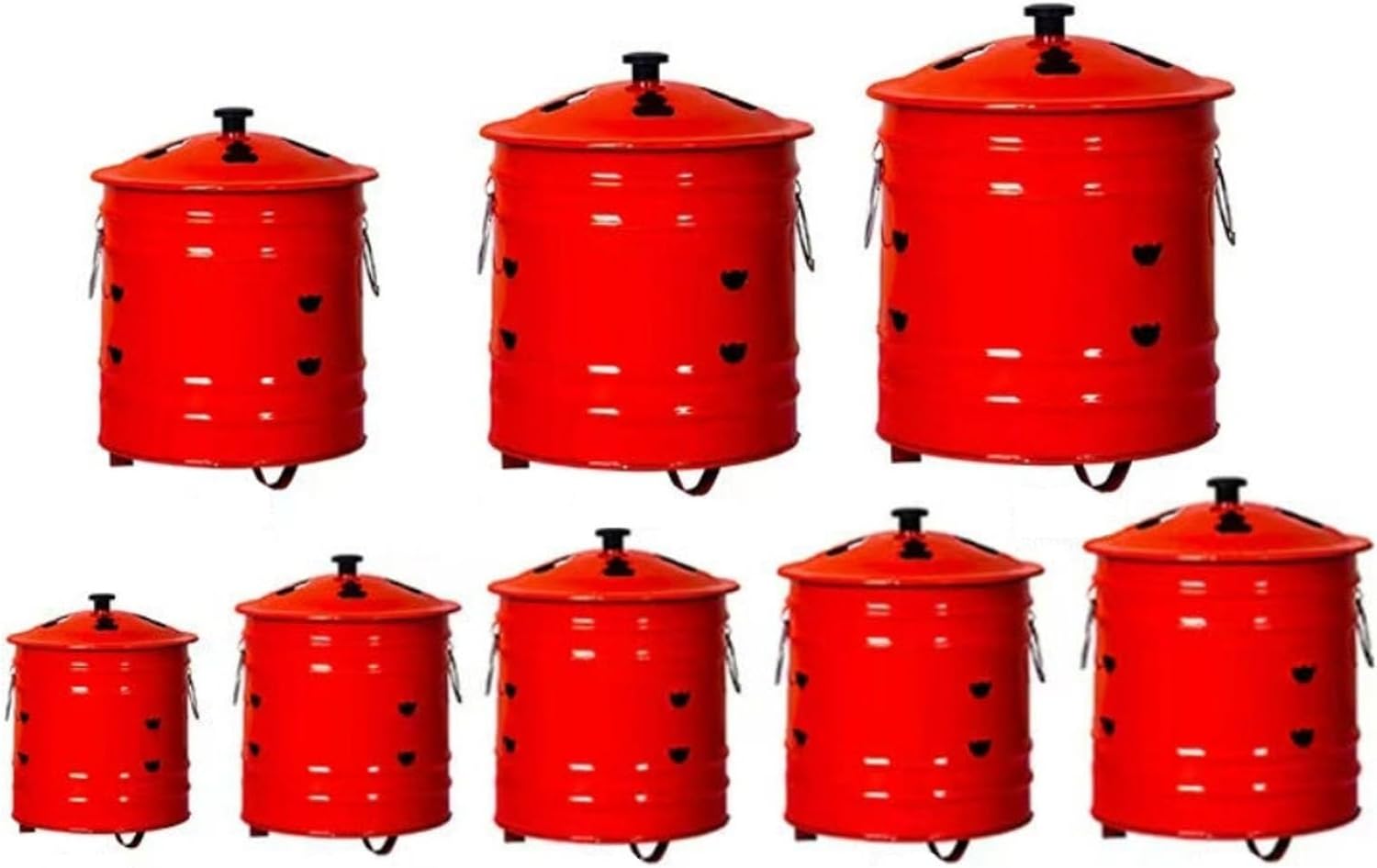 9.4'' Paper Burner Incinerator Burn Barrel with Lid Enamel Fire Pit Burn Barrels for Outsidefor Burning Trash Burn Cage with Handle for Home and Garden.(32x32CM/12.6x12.6IN)