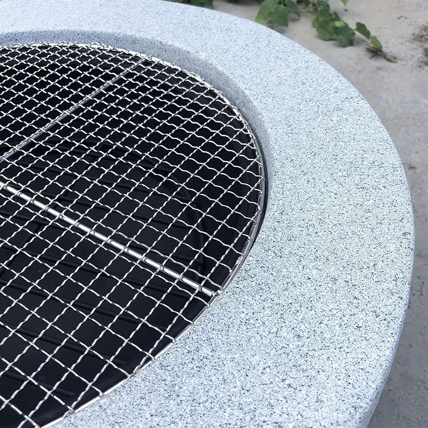 Hearth Grill, Fireplace, Fire-Resistant, Includes Grill Grate for Use as a BBQ Pit, Fire Bowl Out of Steel with an Edging of Artificial Stone Patio Stove