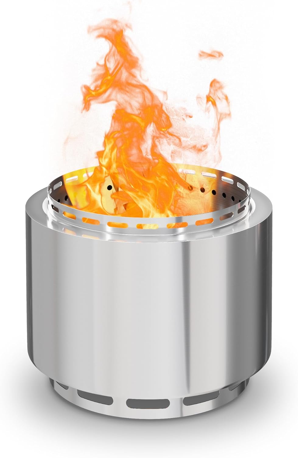 19 Inch Smokeless Fire Pit, Portable Outdoor Stainless Steel Fire Pit for Patio Backyard Garden Camping, Smokeless Technology
