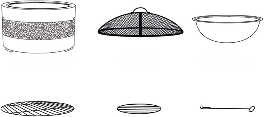 Large Fire Pit Fire Bowl with Grill Gray Cast Iron Brazier Heater Multifunctional Camping Bowl BBQ for Backyard,Camping,Picnic,Bonfire,Garden (Black) (Black)