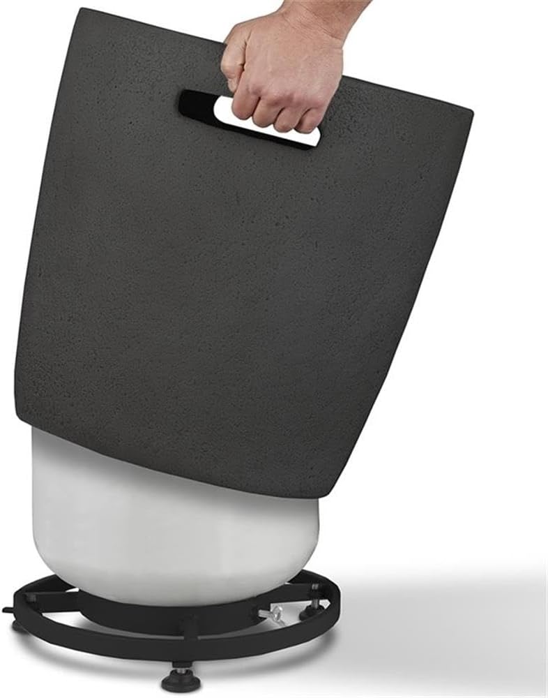 Home Square 2-Piece Set with Oval Propane Fire Bowl and Tank Cover in Shale