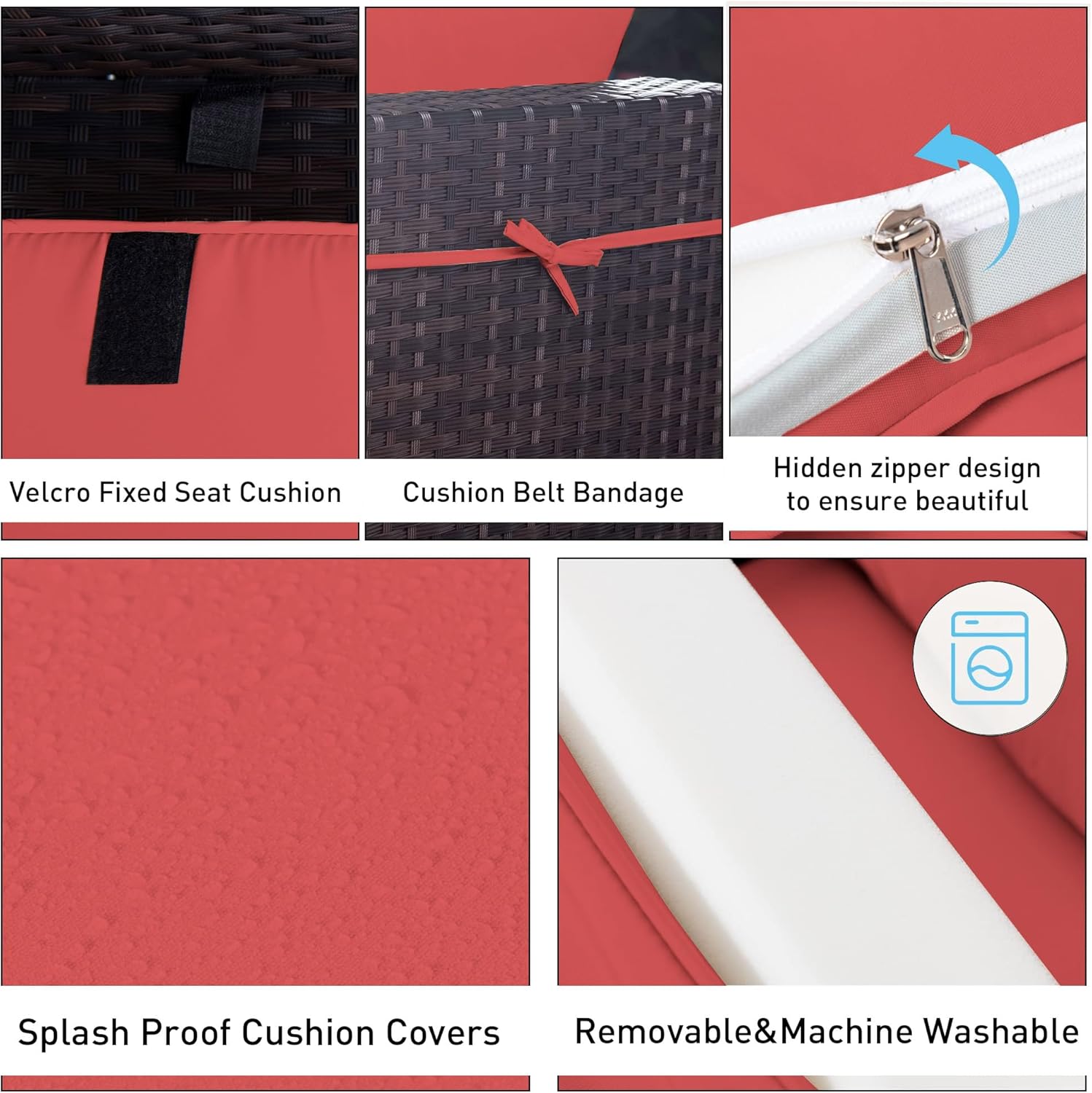 Outdoor Terrace Furniture Set, 15 Piece Outdoor Furniture Set, with 43 inch Aluminum 55002 BTU Propane fire Pit, PE Willow Vine Terrace Dialogue Set - Red.