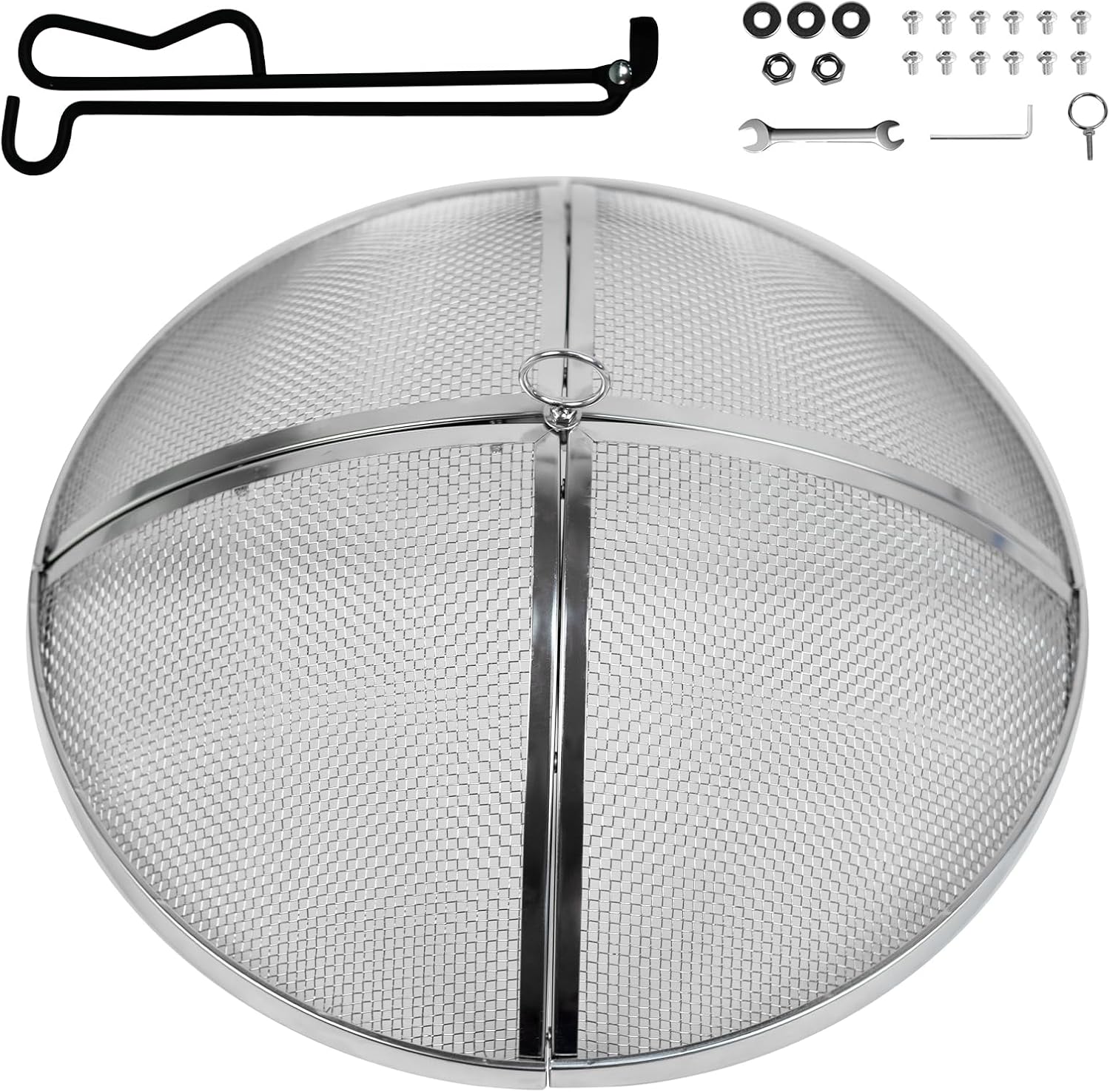 Fire Pit Spark Screen Compatible with Solo Stove Yukon, 27 inch Stainless Steel Mesh Fire Pit Screen Shield for Solo Stove Yukon Accessories with Fire Poker & Toasted Marshmallow Sticks