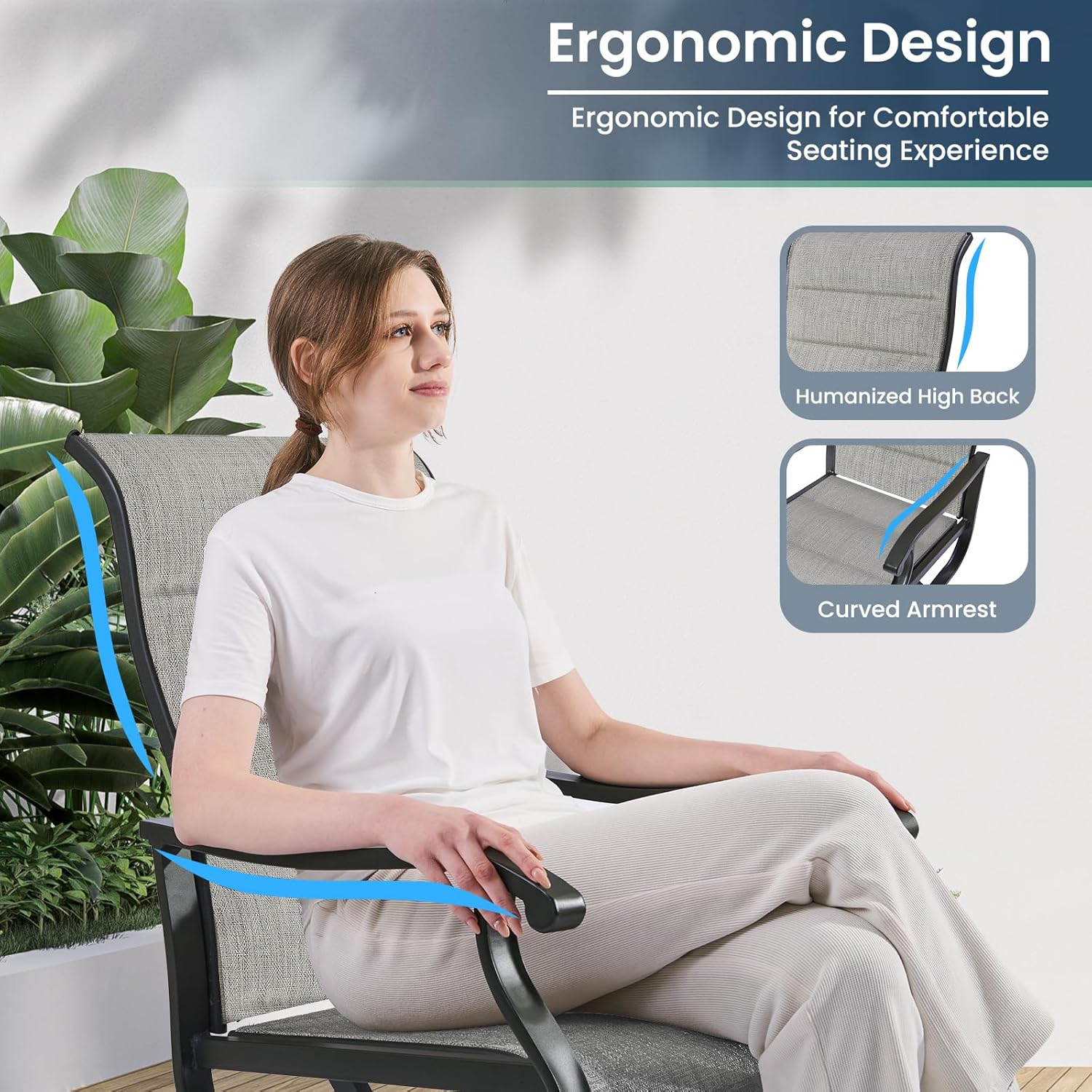 Amopatio 7 Pcs Padded Patio Swivel Chairs and 44