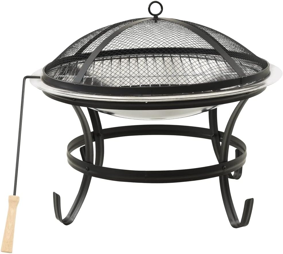 Outdoor Bonfire Pit,2-in-1 Fire Pit and BBQ with Poker, Outdoor Wood Burning Grill, for Camping Picnic Bonfire Patio Backyard Garden Beaches Park，22