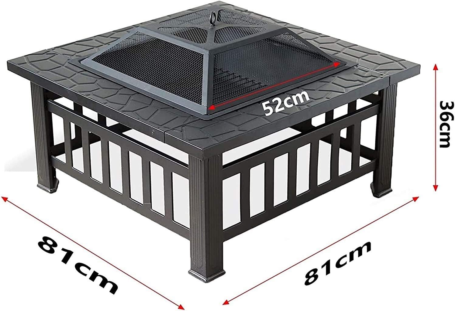 Fire Pits Outdoor Wood Burning Outdoor Fire Pits Outdoor Square Metal Firepit Backyard Patio Garden Stove Wood Burning BBQ Fire Pit with Rain Cover with Cover BBQ Cooking for Outside Camping Backyar