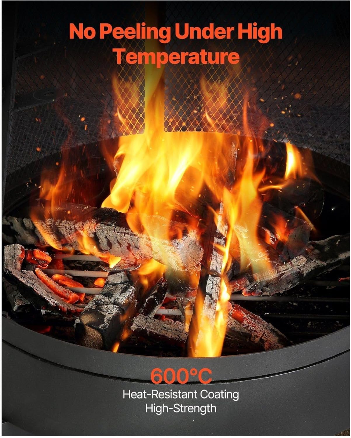 20 Inch Chiminea Wood Burning Firepit, Outdoor Conical Fireplace with Grill, Chimney Lid & Cover